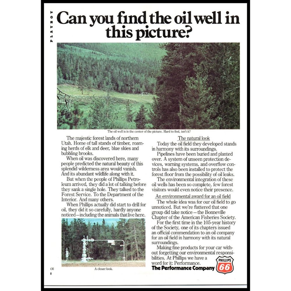 1977 Phillips 66 Oil Company Vintage Print Ad Utah Forest Well Drilling Wall Art